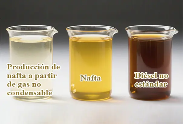 Tres productos derivados del petróleo de una planta de pirólisis en Chile